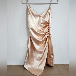 Windsor champagne wrap dress with slit